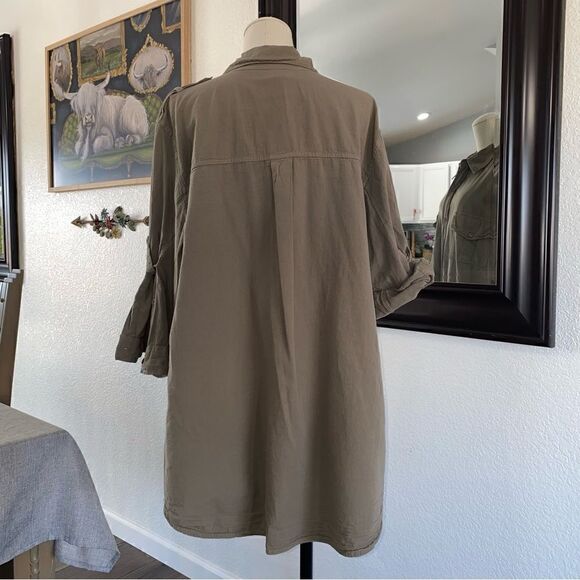 Avenue Womens Cotton Collared 3/4 Sleeve Button Down Shirt Dress Size 18/20 - Picture 7 of 10